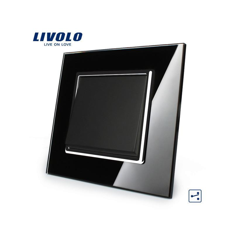 Livolo Tillverkare Svart Kristall Glas Panel Eu Standard Lyx Skjuta På Knapp Växla 1gang 2 Sätt Vlc7k1s12