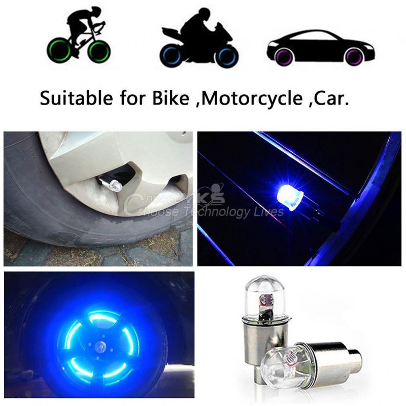 2pcs Eldfluga Eker Led Hjul Ventil Stam Keps Däck Rörelse Neon Ljus Lampa För Cykel Cykel Bil Motorcykel