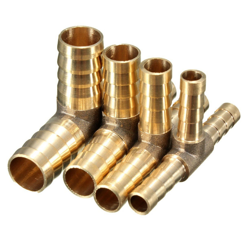 Varumärke 6mm 8mm 10mm 12mm Mässing T Bit 3 Sätt Bränsle Slang Snickare Connector För Luft Olja