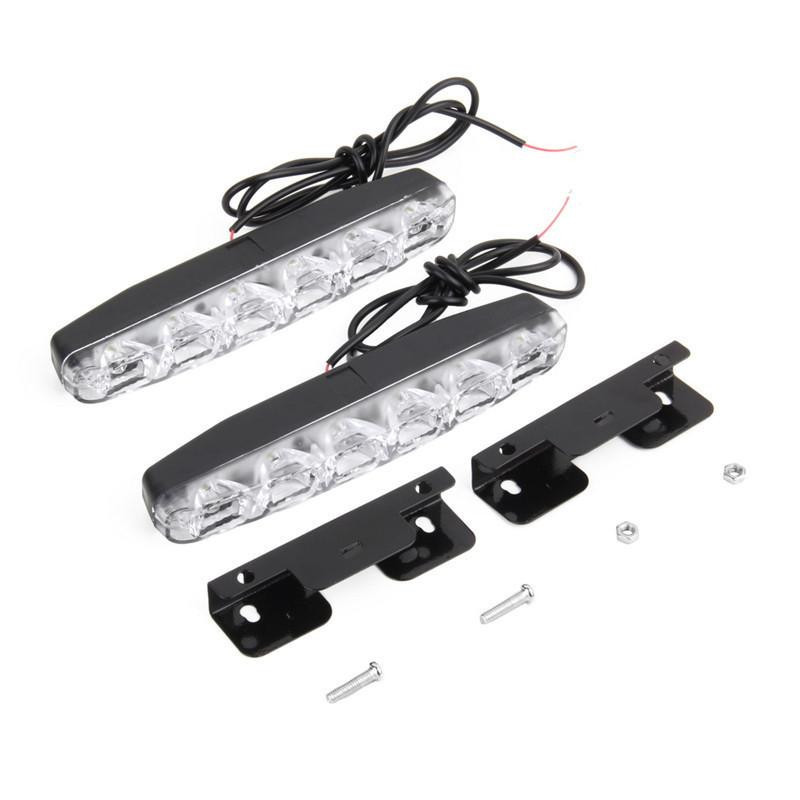 2pcs 6 Led Dagtid Körning Löpning Ljus Dr I Bil Dimma Lampa Vattentät Vit Likström 12v T