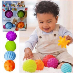 4pack Uppsättning Bebis Boll Leksaker Souding Färgrik Barn Rör Hand Boll Leksak Bebis Inlärning Gripande