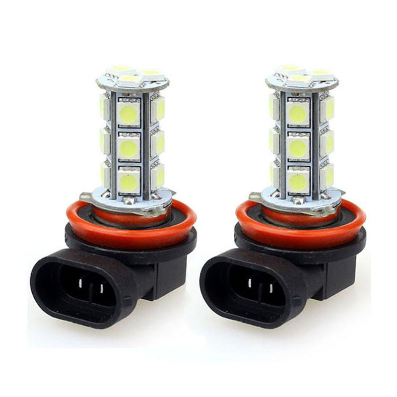 Bil 2x H11 H8 18 Led 5050 Smd Xenon Gas Strålkastare Vit Ljus Lampa Lampor 100w 12v Lights Bil Ljus