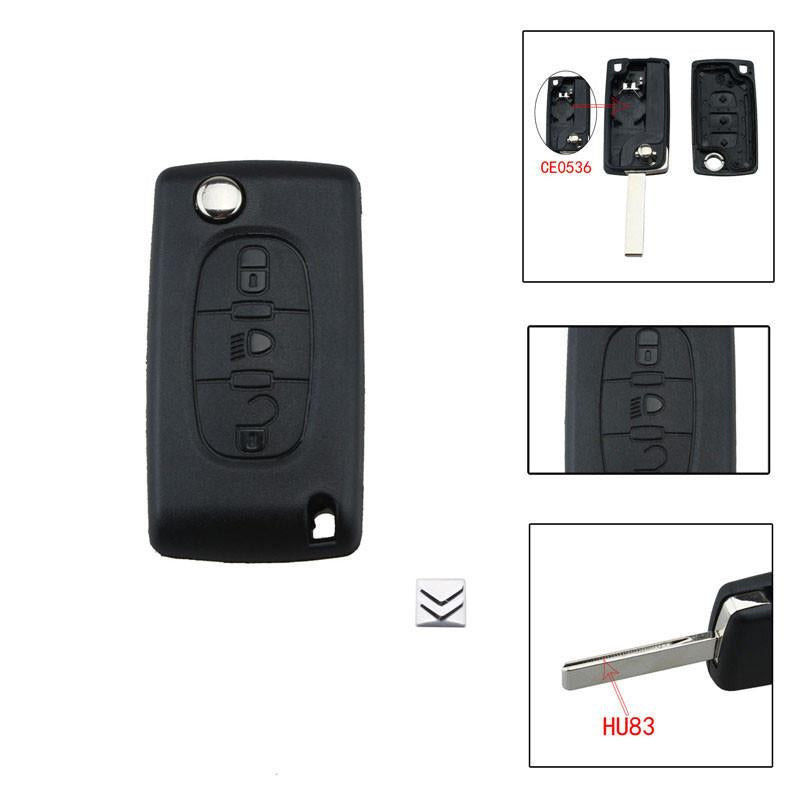 3 Knappar Ckel Fob Avlägsen Fall För Citroen C4 Picasso C5 C6 Ljus Symbol Med Logotyp