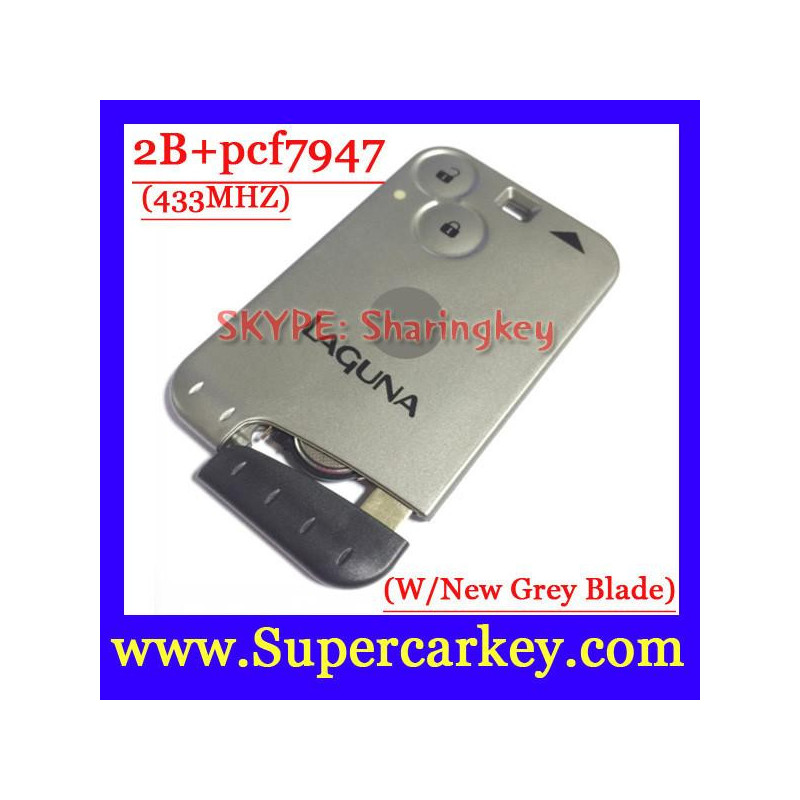 1 St Excellent Kvalitet Grå Blad 2 Knapp Smart Kort För Renault Laguna Med Pcf7947 Chip 433mhz