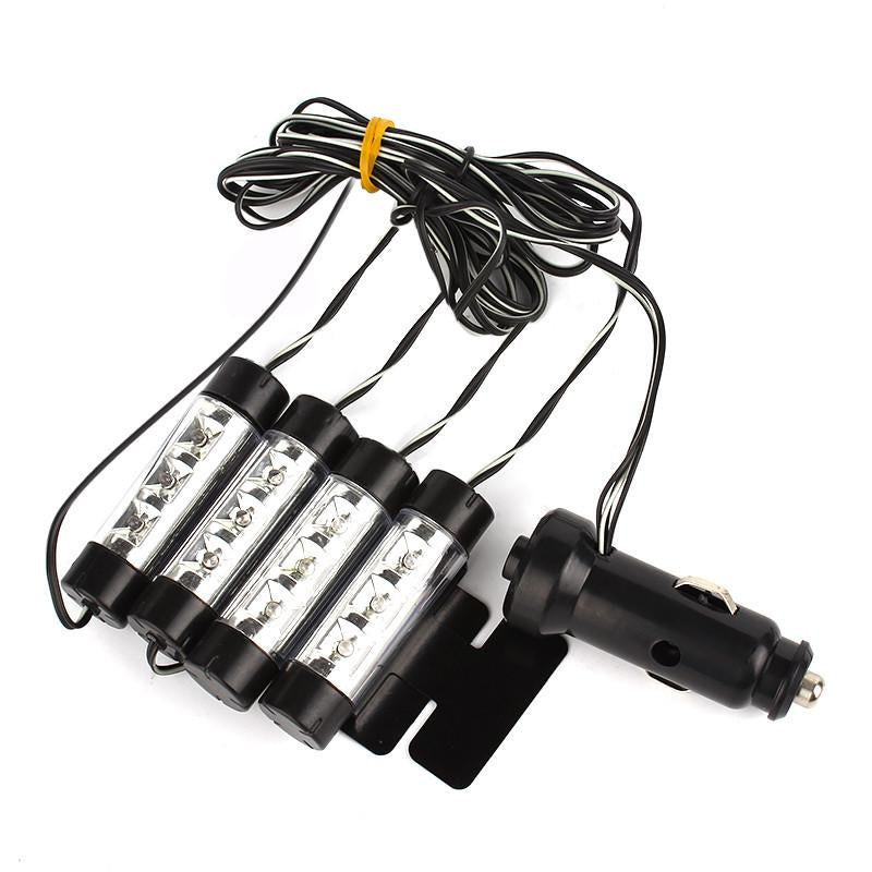 2015 Blå 4 I 1 12v 4 X 3 Led Bil Interiör Ljus Dekorativ Atmosfär Ljus Lampa Icarmo