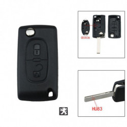 2 Knappar Avlägsen Ckel Fall Ce0536 För Peugeot 207 307 308 Sw Oklippt Blad Hu83 Med Peugeot Logotyp