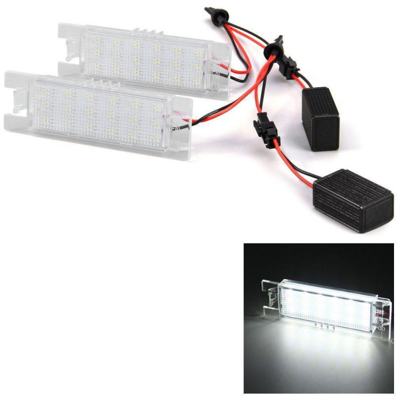 2pcs 12v Smd 3528 Vit Ljus 18 Lysdioder Licens Tallrik Lampa För Vauxhall Opel Astra Corsa C D Astra
