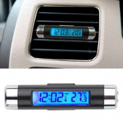 2in1 Bil Bil Lcd Clipon Digital Temperatur Termometer Klocka Kalender Bil Blå Bakgrundsbelysning Klocka
