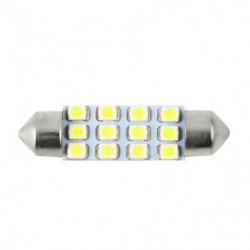 1 St Bil Kupol 12 3528smd Led Glödlampa Ljus Interiör Girland Lampa 42mm Vit Aste