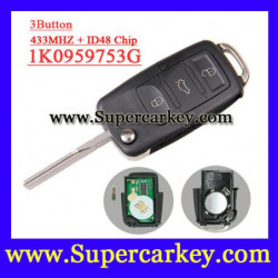 1 Bit 1k0 959 753 G 1k0959753g Flip Ckel Avlägsen Sändare För Vw Volkswagen Sittplats 434mhz Med Id48