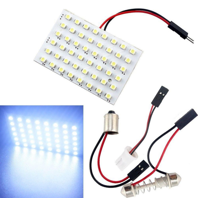 48 Led Bil Bil Kupol Girland Interiör Glödlampa Tak Ljus Lampa Med T10 Ba9s Girland Adapter Bas Läsning