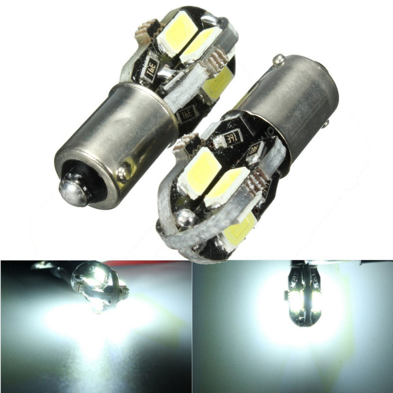 2 St Ba9s H6w 5730 8smd Vit Kan Buss Bil Led Lights Lampor Lampor Vit Ljus 6000k 2w Led Fel Interiör