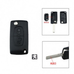 2 Knappar Avlägsen Ckel Fob Fall Skal För Peugeot 207 307 407 607 Oklippt Bladehu83 Ce0523 Med Logotyp