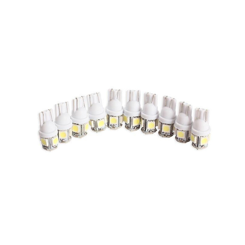 10 St Massa T10 5050 5smd Led Vit Ljus Bil Sida Kil Svans Ljus Lampa Ljus