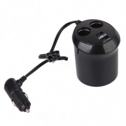 Kopp Form Dubbel Uttag Splitter Bil Cigarett Lättare Laddare Adapter 2 Usb För Cell Telefon Gps Ipod