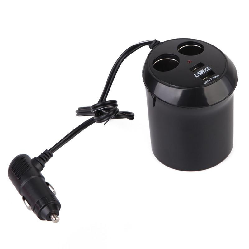 Kopp Form Dubbel Uttag Splitter Bil Cigarett Lättare Laddare Adapter 2 Usb För Cell Telefon Gps Ipod