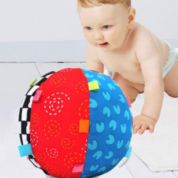 Bebis Boll Leksaker Färgrik Ringa Klocka Boll Pedagogisk Bomull Bebis Hand Grepp Boll Trasa Musik Känsla