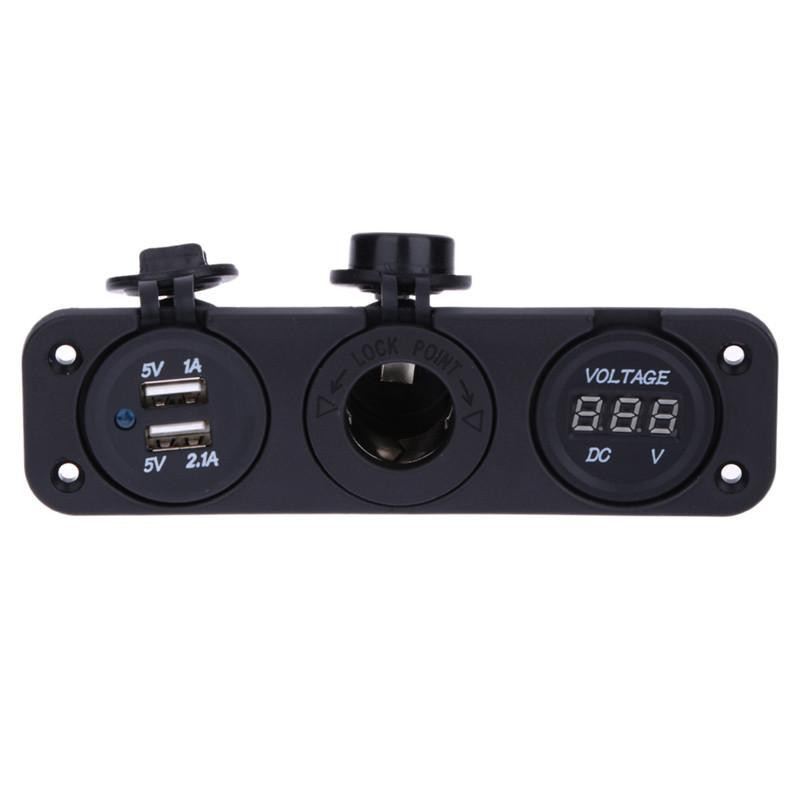 Bärbar Universell 3 I 1 Cigarett Lättare Uttag Splitter 12v Dubbel Usb Laddare Kraft Adapter Med Led