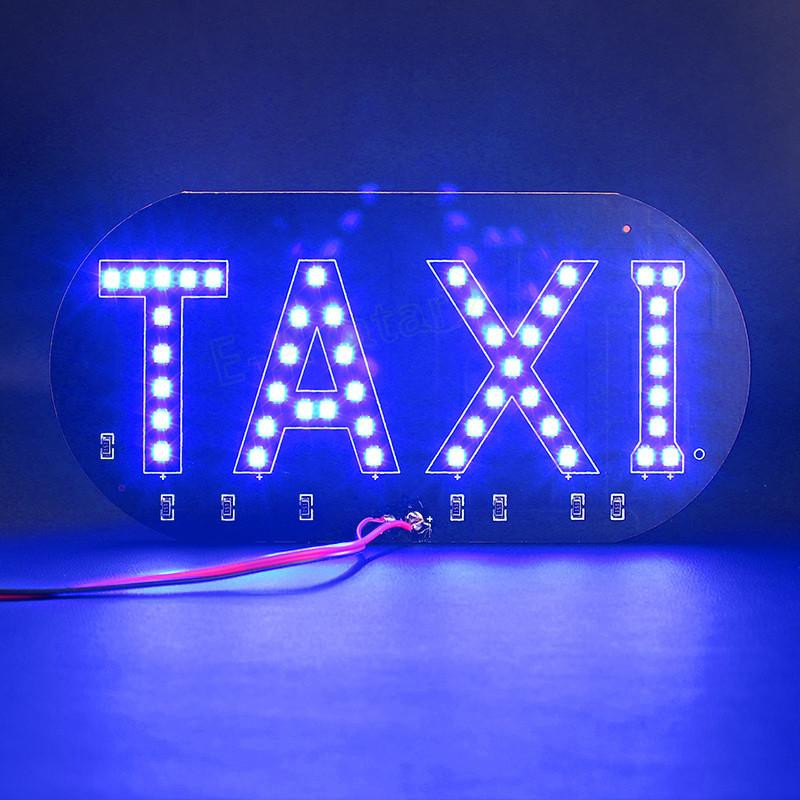 Bil Vindruta Vindskydd Cab Skylt Blå Led Taxi Ljus Lampa Likström 12v Ea10573