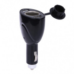 Bärbar Fordon 12v Dubbel Usb Hamn Bil Cigarr Cigarett Uttag Laddare Adapter Svart