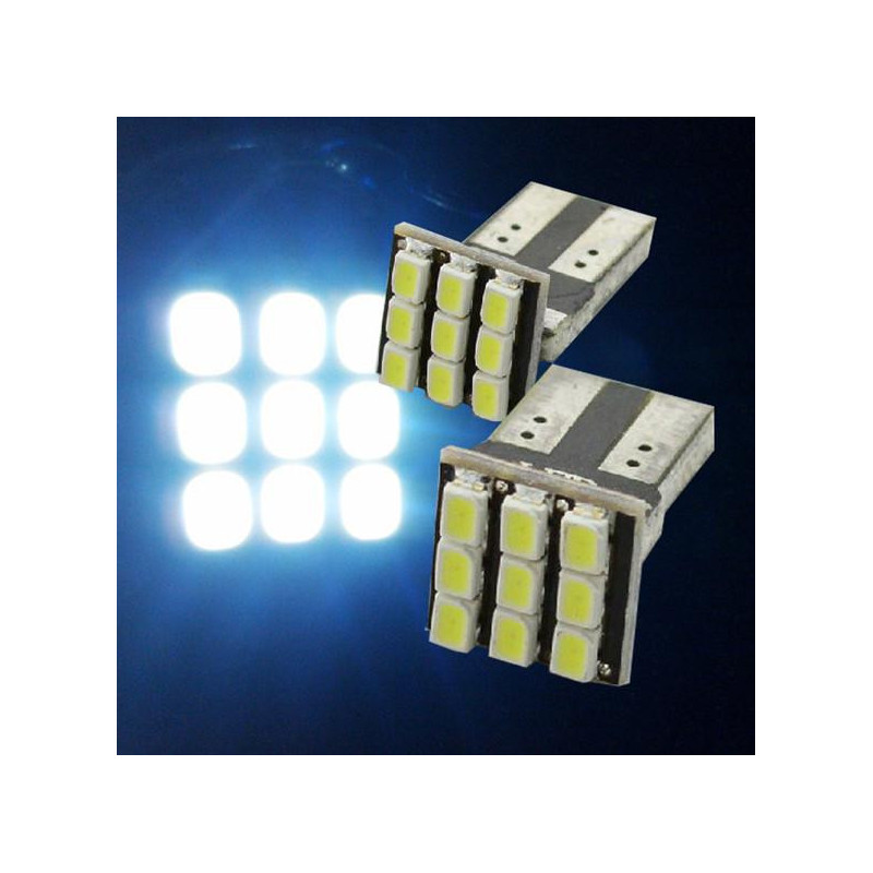 2 X T10 194 168 W5w 9smd Bil Vit Led Ljus Likström 12v Licens Tallrik Lampa Mgo3