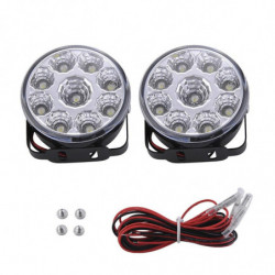 2pcs Vit 12v 9 Led Dr I Runda Dagtid Löpning Ljus Bil Svans Dimma Dag Körning Lampa För Lastbil Skåpbil