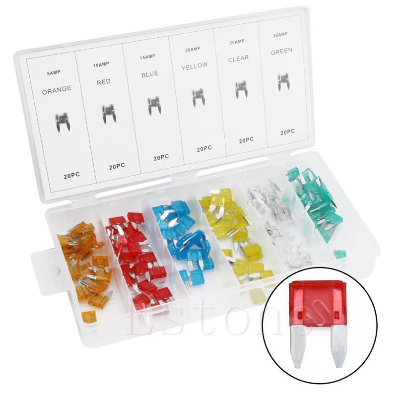 120pc Mini Taille Fusibles 530 Amp Lastbil Bil Bil Lam Suv Säkring Låda Assortiment