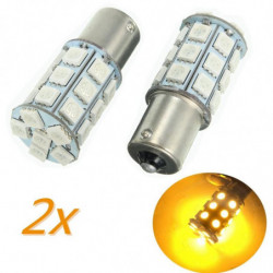 2pcs 27 Smd 5050 Led Glödlampa Sväng Broms Omvänd Svans Ljus Gul 150 Degrees Bau15s Py21w Bil Led