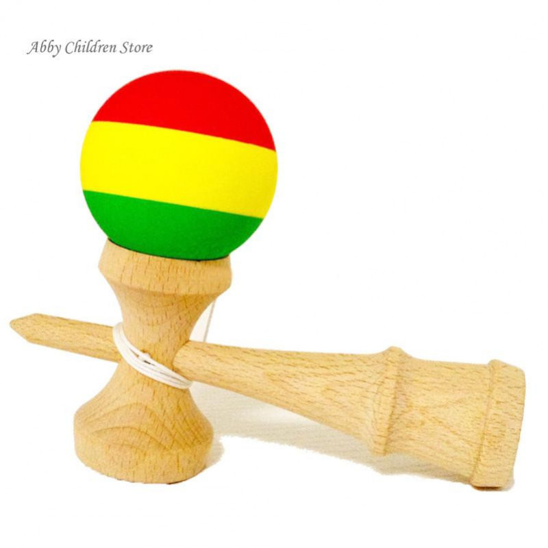 Randig Gummi Kendama Elastisk Matt Kendama Svärd Boll Ofessionell Trä Leksak Skicklig Jonglering Boll