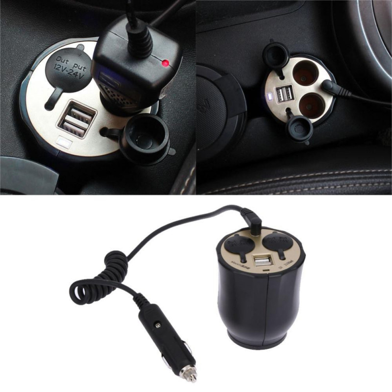 2 Sätt Bil Uttag Splitter Bil Cigarett Lättare Uttag Splitter Laddare Kraft Adapter Dc Usb Hamn Plugg
