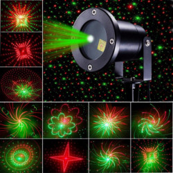 20 Mönster Laser Stjärna Lights Ojektor Duschar Avlägsen Röd Grön Rörelse Laser Ljus Ip65 Utomhus