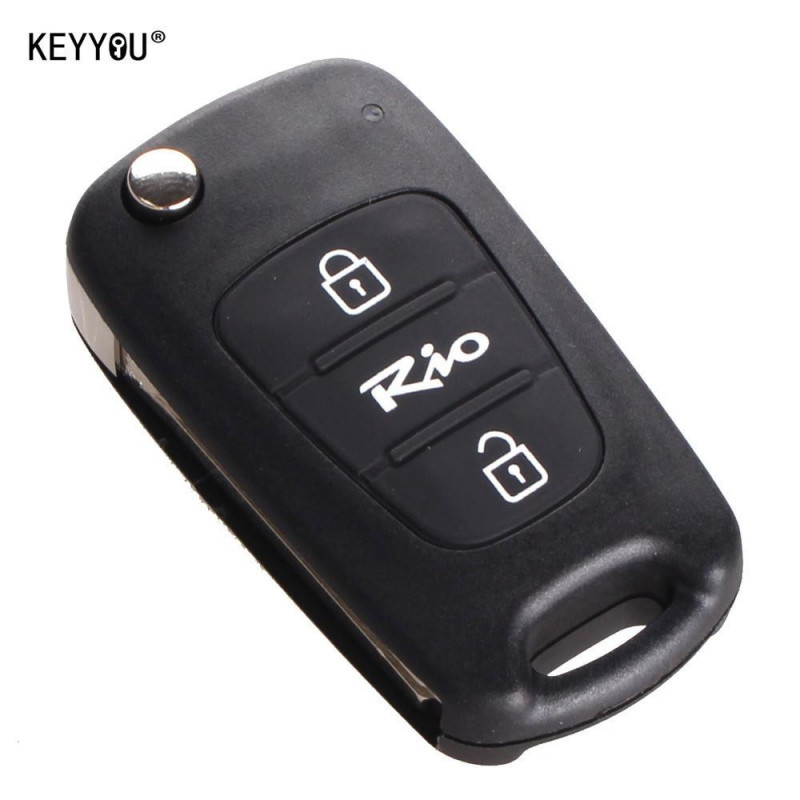 Keyyou Bil Stil 3 Knappar Bil Ersättning Flip Hopfällbar Ckel Skal Tom Avlägsen Fob Fall För Kia