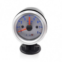 Varvräknare 52mm Vit Bil Mätare 08000 Varvräknare Rpm Meter Hastighetsmätare Mätare Med Blå Led
