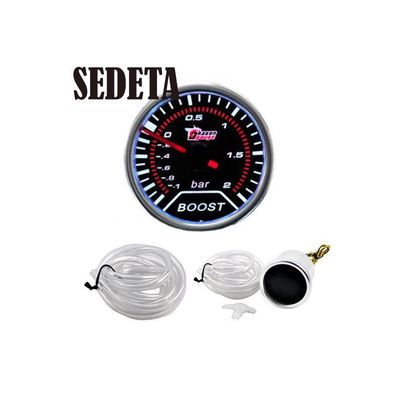Pekare 2 Inch 52mm Bil Bilar Bil Universell Led Turbo Lyft Mätare Lins Indikator Rök Tonat Meter