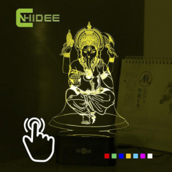 7 Färger Usb 3d Nattlampa För Indien Herre Ganesha Led Rgb Rör Tabell Lampa Semester Atmosfär Natt