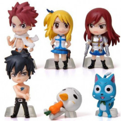 6pcs Uppsättning Anime Tecknad Serie Karaktär Fe Svans Natsu Grå Lucy Erza Figur Handling Docka Leksaker