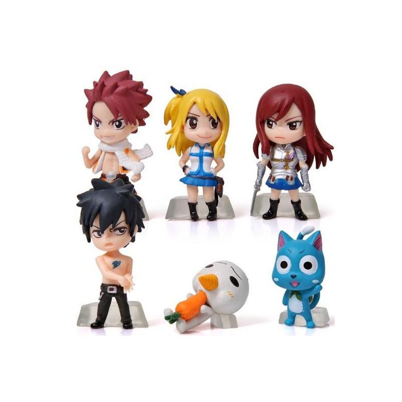 6pcs Uppsättning Anime Tecknad Serie Karaktär Fe Svans Natsu Grå Lucy Erza Figur Handling Docka Leksaker