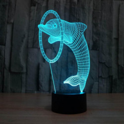 3d Illusion Led Natt Ljus 7colors Delfin Lampa Tabell Het Odukter Jul Lampor Med Rör Knapp Barn Natt