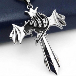 [pcmos] Fe Svans Gille Marks Silver Korsa Vinge Hängsmycke Halsband Anime Cosplay Leksak 1160