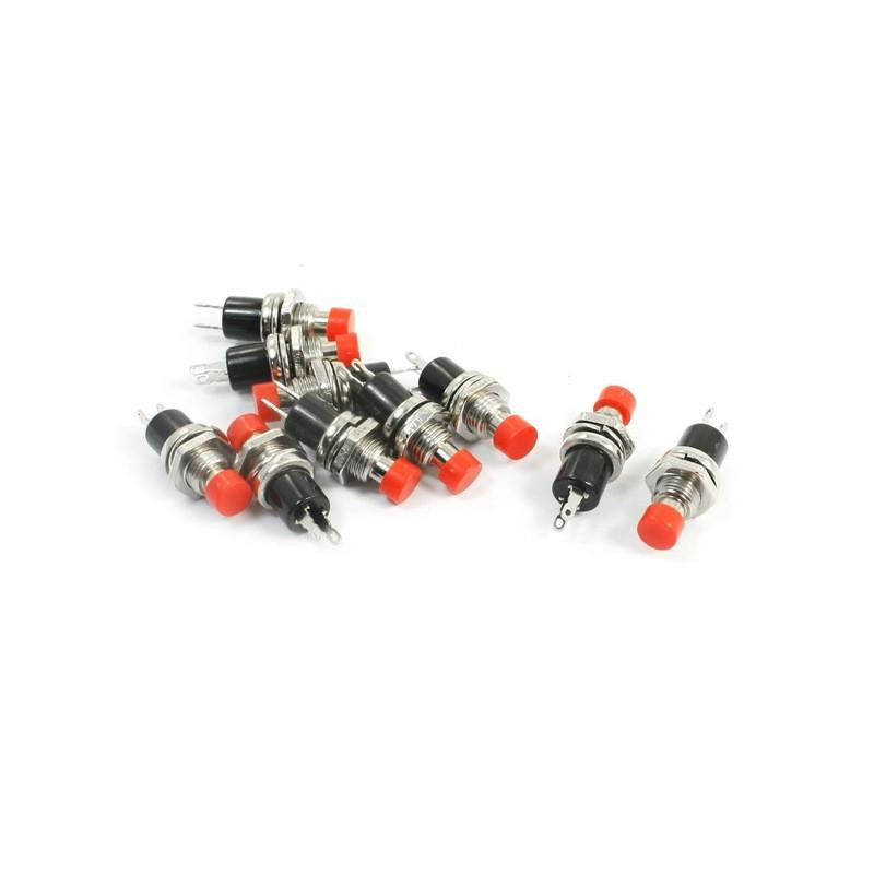 Imc 10 St Röd Keps Spst Tillfällig Mini Tryckknapp Växla Likström 50v 0 3a