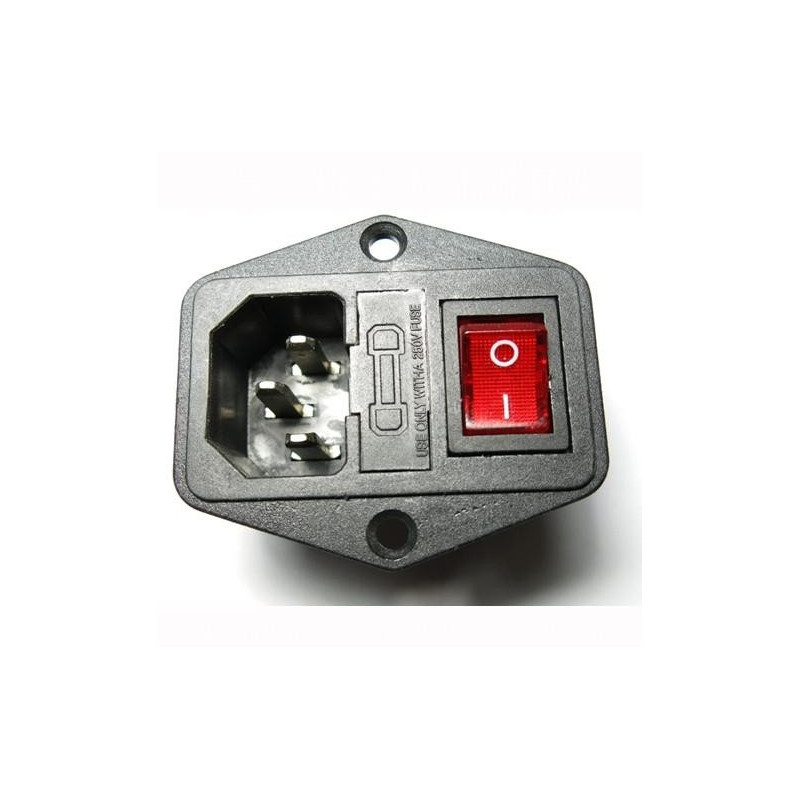 15a 250v 3pin Växelström Kraft Uttag Med Kraft Rocker Växla Smält