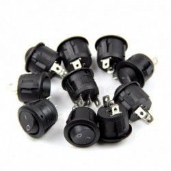 1set 5pcs Mini Runda Svart 3 Stift Spdt PÅ Av Rocker Växla Snapin