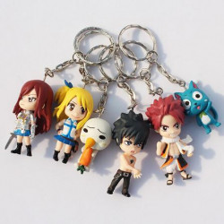 6pcs Uppsättning Fe Svans Figur Karaktär Med Keychain Hängsmycke Pvc Dockor Leksaker Bra 6cm Cirka
