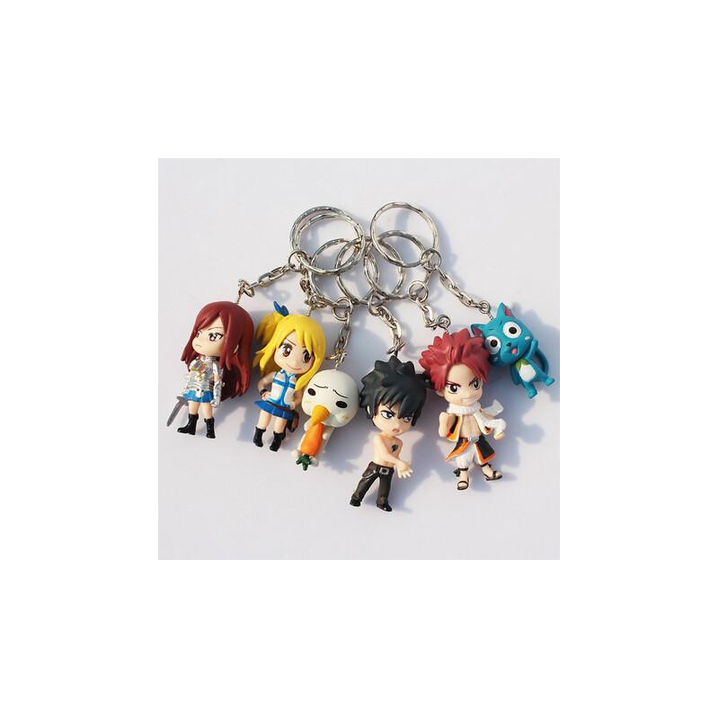 6pcs Uppsättning Fe Svans Figur Karaktär Med Keychain Hängsmycke Pvc Dockor Leksaker Bra 6cm Cirka