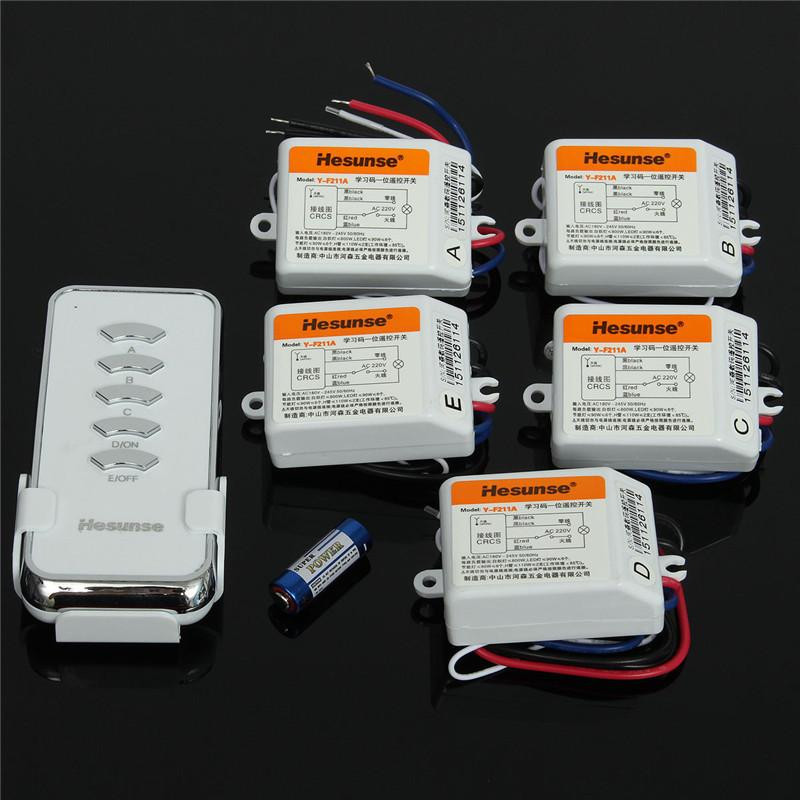 Yf211a1n5 220v 5 Ch Rf Digital Trådlös Avlägsen Kontrollera Ljus Växla 2 Avlägsen Kontrollera Och