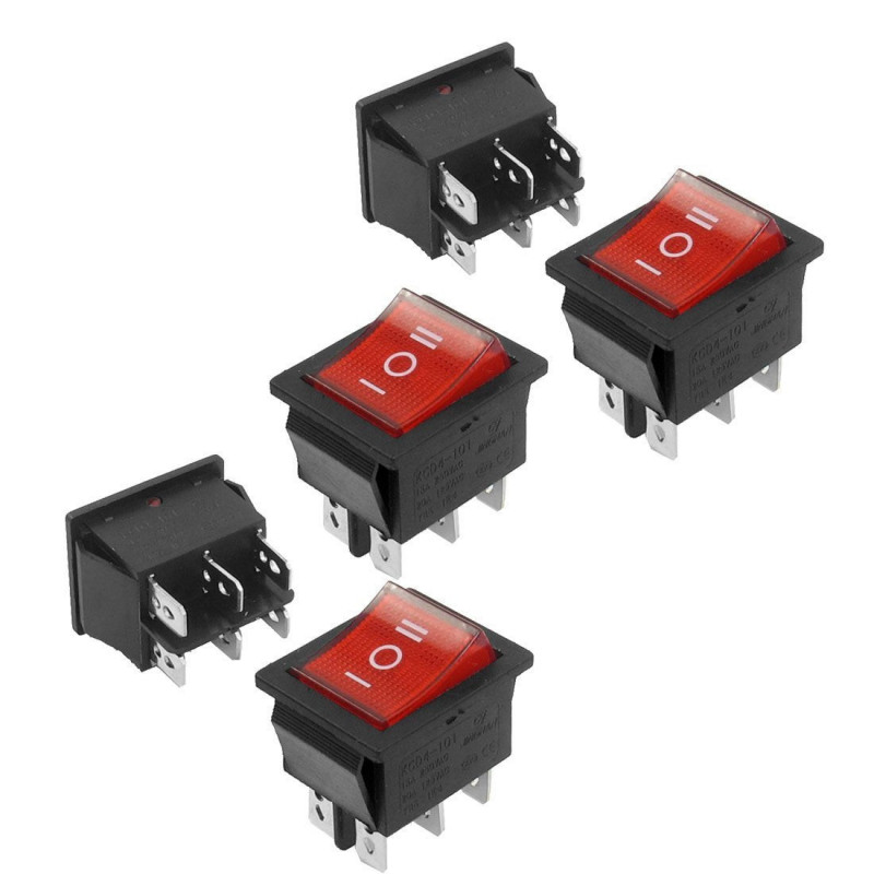 5 St Dpdt Neon Ljus På Av På Rocker Växla Växelström 250v 15a 125v 20a