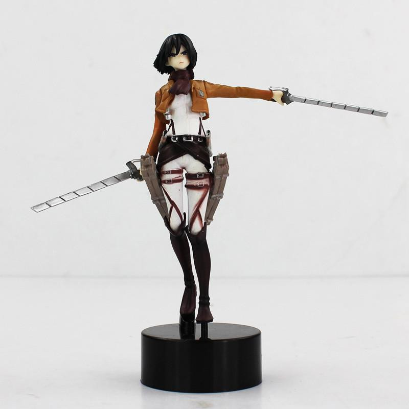 14cm Shingeki Nej Kyojin Ge Sig På På Titan Mikasa Ackerman Pvc Figur Docka
