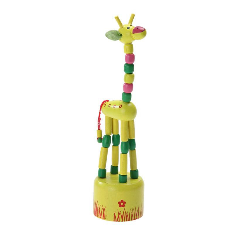 Slumpmässig Leverans Bebis Rolig Trä Leksaker Utvecklingspos Trunc Dans Stående Rocking Giraff Djur