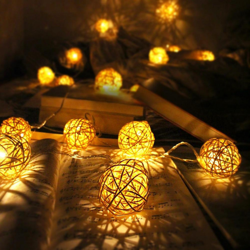 5m 20leds Led Boll Sträng Lampor Bröllop Trädgård Hängsmycke Krans Timbo Lampa 110v 220v Led Jul