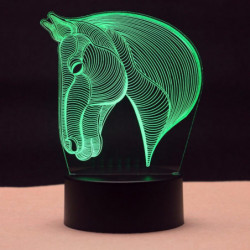 7 Färg Häst Huvud Lampa 3d...